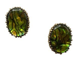 Vintage Ciner Abalone Clip Earrings